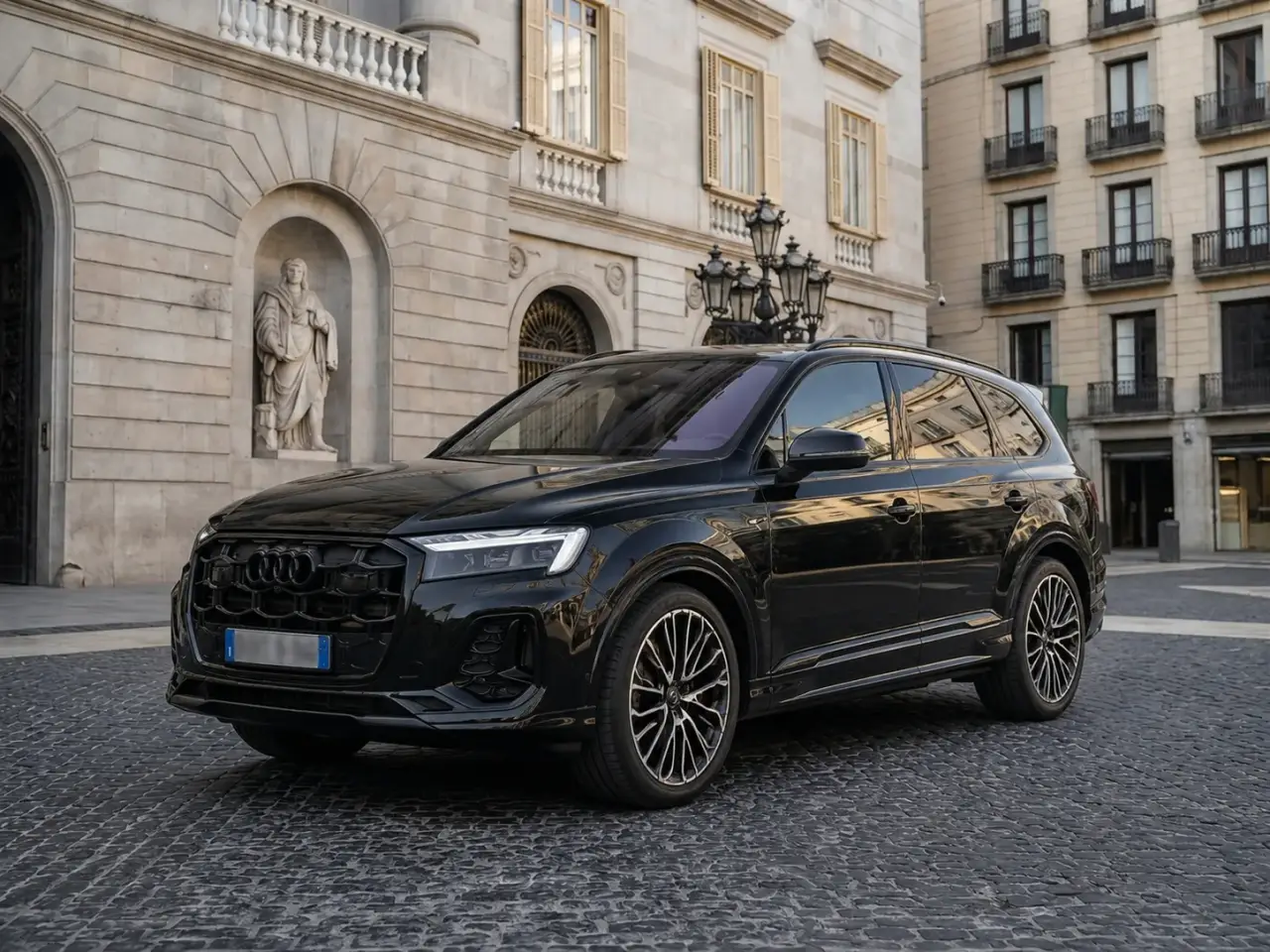 Audi Q7 50 TDI S-Line Edition 2025, side profile — Cannes Lux Car Rental, Cannes. Audi Q7 50 TDI S-Line Edition in Cannes Audi Q7 50 TDI S-Line Edition rental in Cannes…