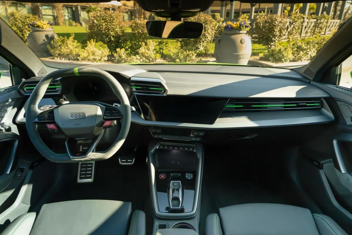 Audi RS3 Restyling 2025, dashboard — Cannes Lux Car Rental, Cannes. Audi RS3 Restyling in Cannes Audi RS3 Restyling hire in Cannes secures a 2025 sport model…