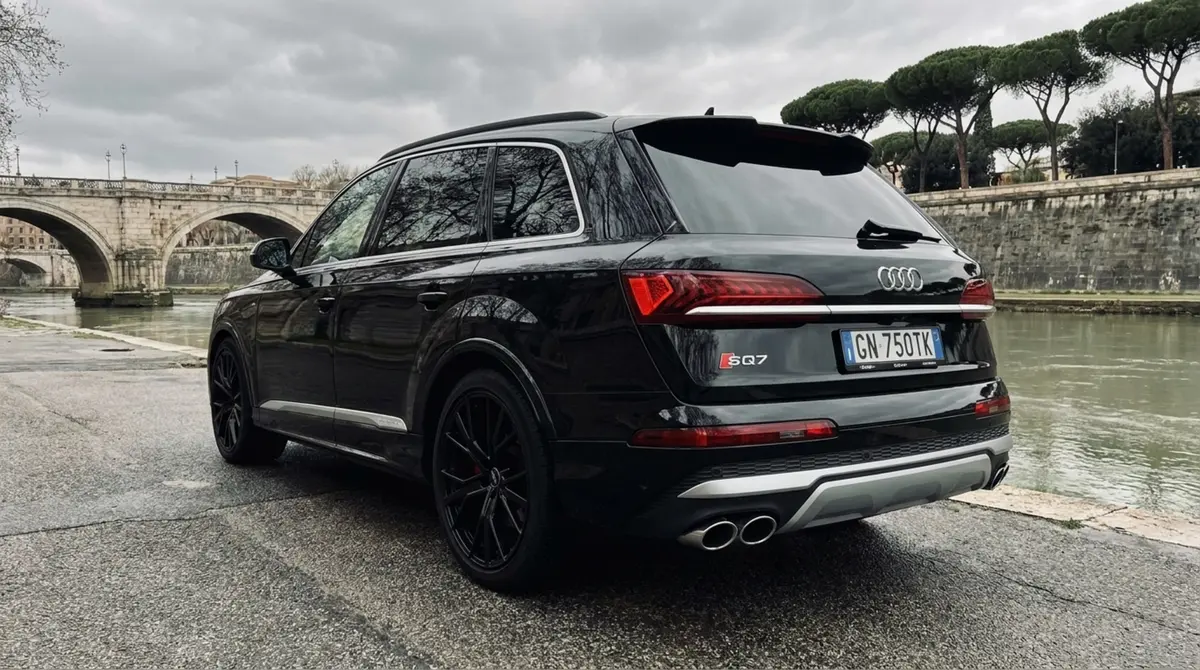 Audi SQ7 7seater 2023, exterior — Cannes Lux Car Rental, Cannes. Audi SQ7 7seater in Cannes Audi SQ7 7seater hire in Cannes provides a 2023 SUV engineered…