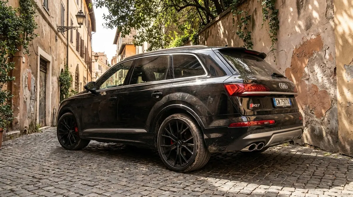 Audi SQ7 7seater 2023, front view — Cannes Lux Car Rental, Cannes. Audi SQ7 7seater in Cannes Audi SQ7 7seater hire in Cannes provides a 2023 SUV engineered…