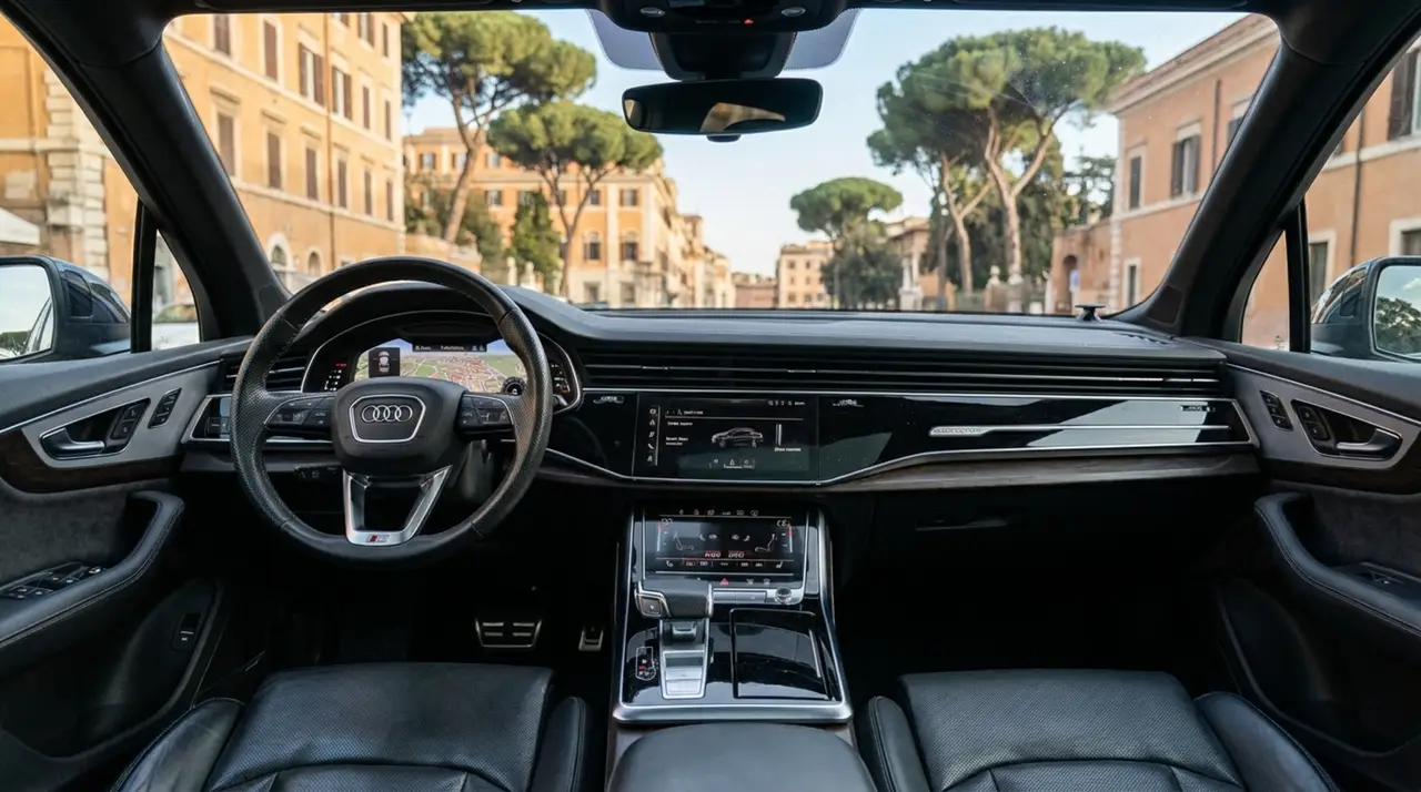 Audi SQ7 7seater 2023, rear view — Cannes Lux Car Rental, Cannes. Audi SQ7 7seater in Cannes Audi SQ7 7seater hire in Cannes provides a 2023 SUV engineered…