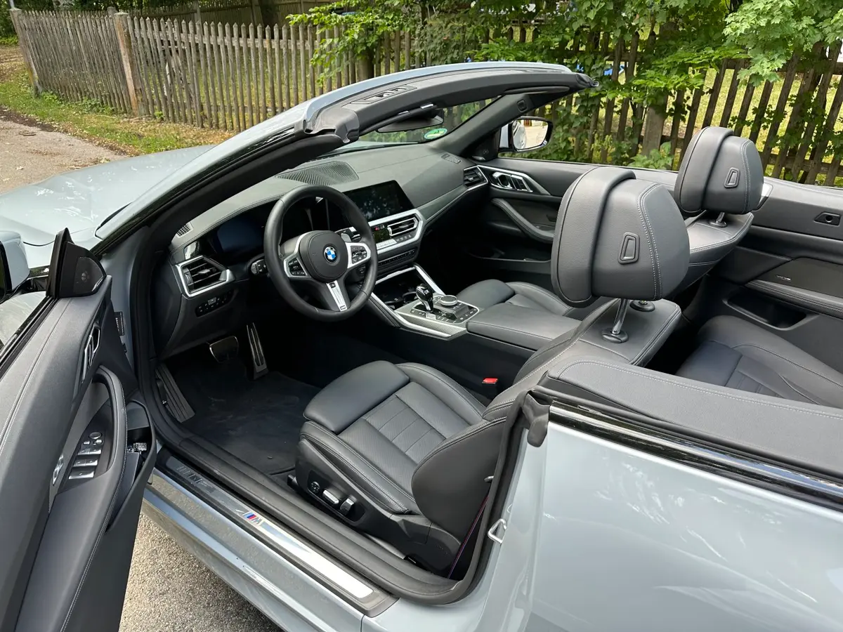 BMW 430i Cabrio 2023, interior — Cannes Lux Car Rental, Cannes. BMW 430i Cabrio in Cannes BMW 430i Cabrio rental in Cannes offers an open-top 2023…