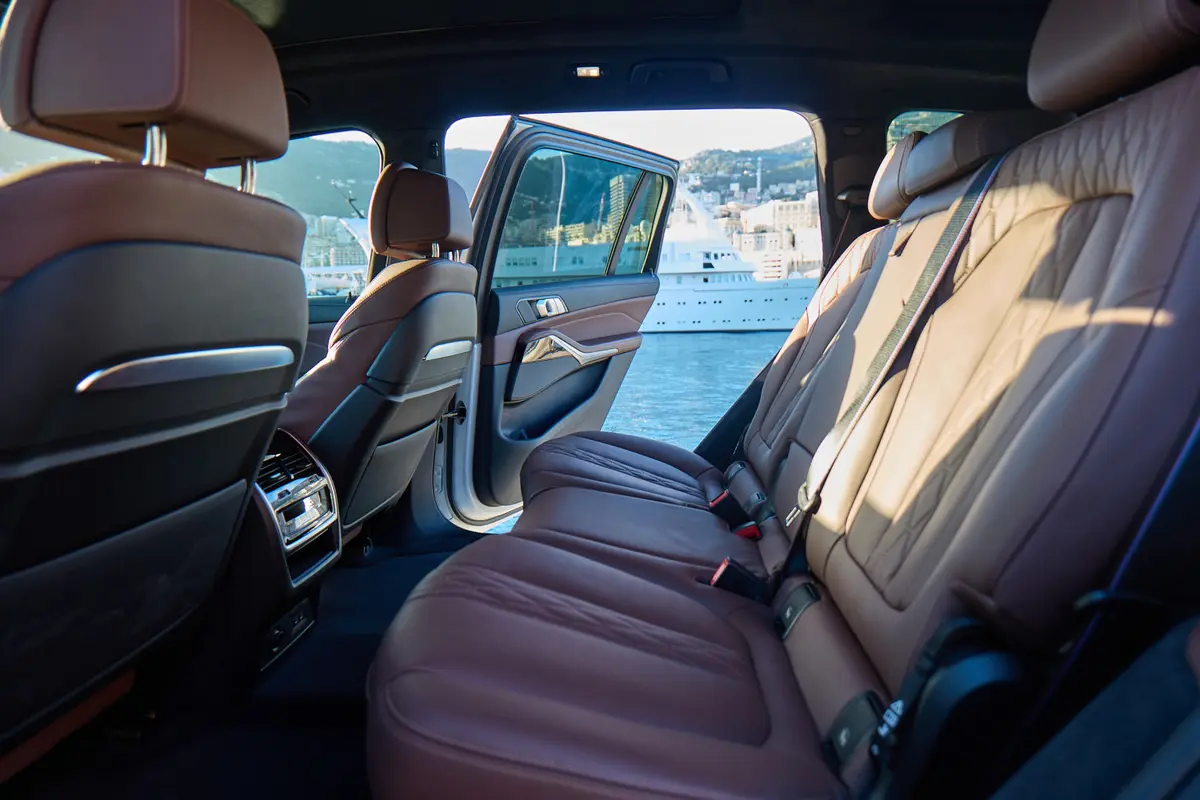 BMW X7 40d M 2024, rear view — Cannes Lux Car Rental, Cannes. BMW X7 40d M in Cannes Renting a BMW X7 40d M in Cannes secures a 2024 SUV configured…