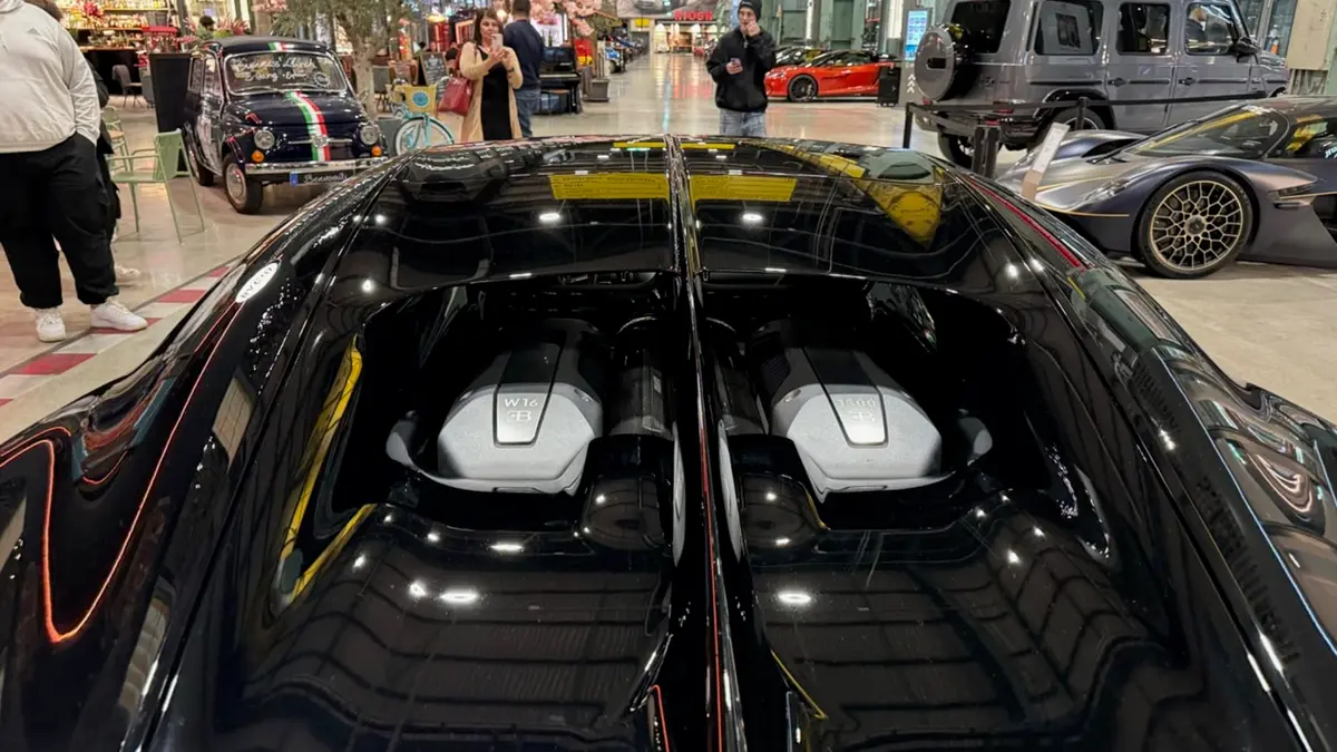 Bugatti Chiron 110 Ani 2019, rear view — Cannes Lux Car Rental, Cannes. Croisette sunrise runs before La Napoule traffic builds