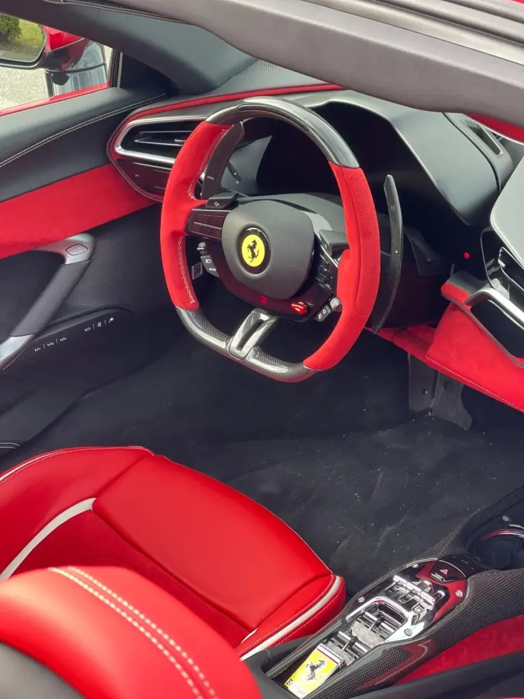 Ferrari 296 GTS Spider 2025, interior — Cannes Lux Car Rental, Cannes. Ferrari 296 GTS Spider in Cannes Ferrari 296 GTS Spider rental in Cannes provides access…