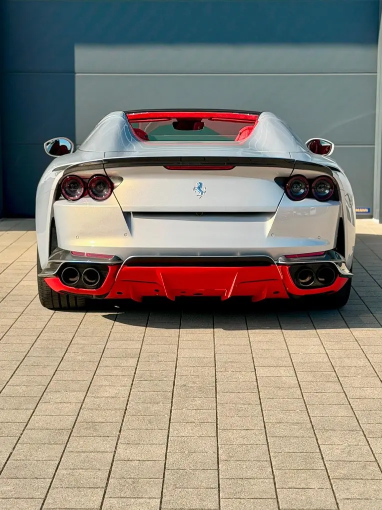 Ferrari 812 GTS 2024, rear view — Cannes Lux Car Rental, Cannes. Ferrari 812 GTS in Cannes Ferrari 812 GTS rental in Cannes provides access to a 2024…