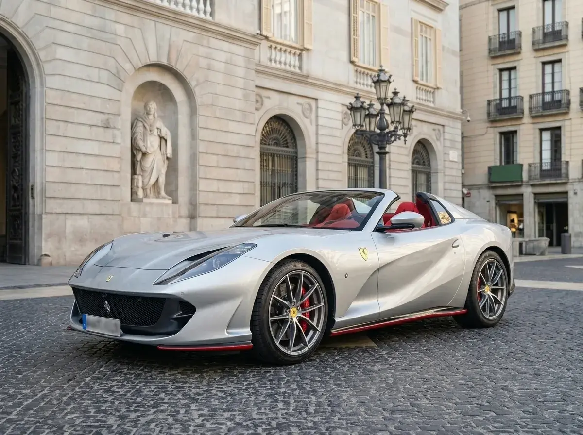 Ferrari 812 GTS 2024, side profile — Cannes Lux Car Rental, Cannes. Ferrari 812 GTS in Cannes Ferrari 812 GTS rental in Cannes provides access to a 2024…