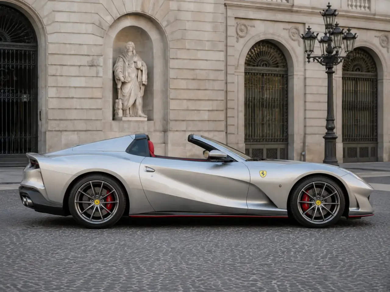 Ferrari 812 GTS 2024, side profile — Cannes Lux Car Rental, Cannes. Ferrari 812 GTS in Cannes Ferrari 812 GTS rental in Cannes provides access to a 2024…