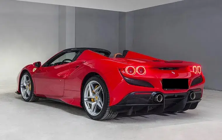 Ferrari F8 Tributo Spider Red 2023, interior — Cannes Lux Car Rental, Cannes. Ferrari F8 Tributo Spider Red in Cannes Ferrari F8 Tributo Spider Red rental in Cannes…