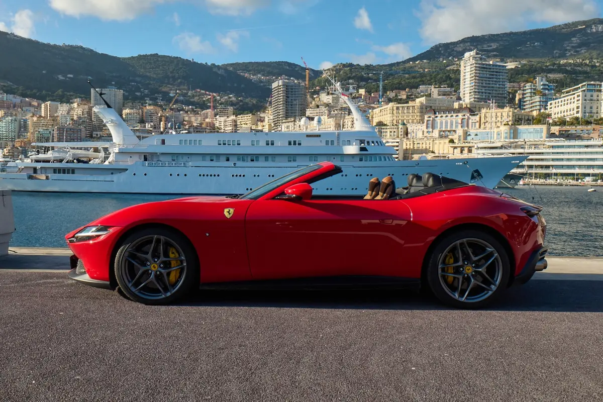 Ferrari Roma Spider 2024, exterior — Cannes Lux Car Rental, Cannes. Ferrari Roma Spider in Cannes Ferrari Roma Spider hire in Cannes offers a 2024…