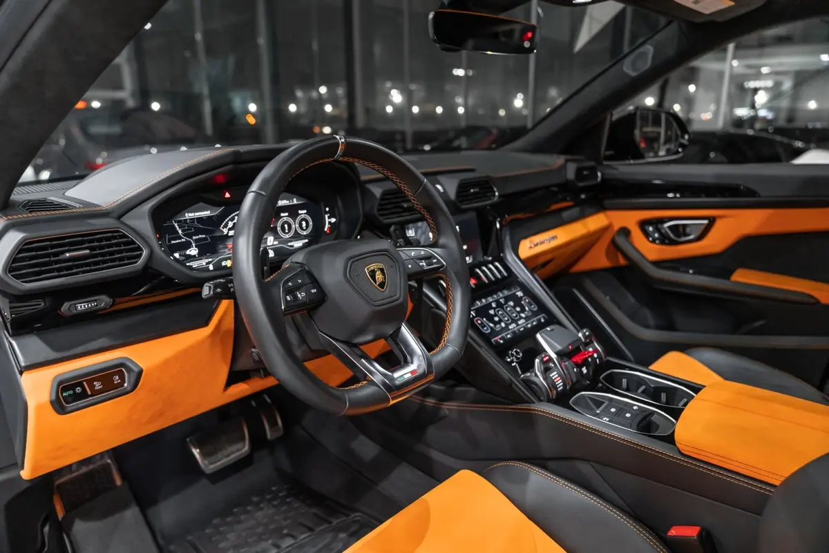 Lamborghini Urus S 2024, dashboard — Cannes Lux Car Rental, Cannes. Lamborghini Urus S in Cannes Lamborghini Urus S rental in Cannes secures a 2024 SUV…
