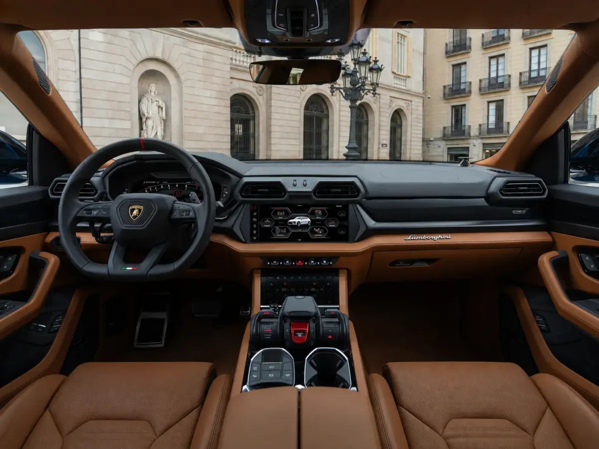 Lamborghini Urus SE 2025, dashboard — Cannes Lux Car Rental, Cannes. Lamborghini Urus SE in Cannes Lamborghini Urus SE rental in Cannes provides access to a…