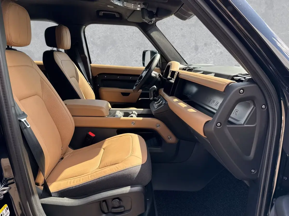Land Rover Defender 2024, front view — Cannes Lux Car Rental, Cannes. Land Rover Defender in Cannes Land Rover Defender hire in Cannes secures a 2024 SUV…