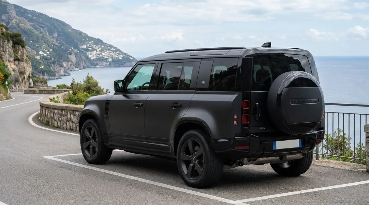 Land Rover Defender 2024, dashboard — Cannes Lux Car Rental, Cannes. Land Rover Defender in Cannes Land Rover Defender hire in Cannes secures a 2024 SUV…