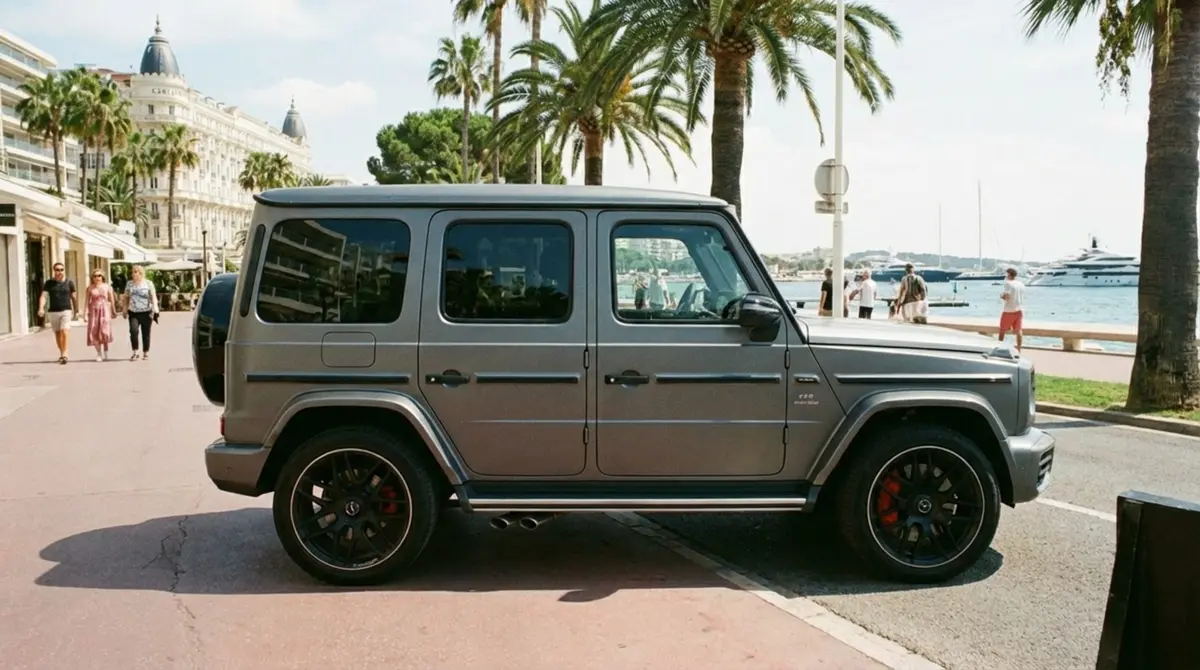 Mercedes Benz G63 2023, exterior — Cannes Lux Car Rental, Cannes. Mercedes Benz G63 in Cannes Mercedes Benz G63 rental in Cannes provides access to a 2023…