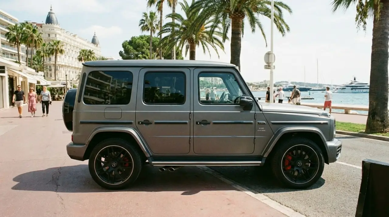 Mercedes Benz G63 2023, exterior — Cannes Lux Car Rental, Cannes. Mercedes Benz G63 in Cannes Mercedes Benz G63 rental in Cannes provides access to a 2023…