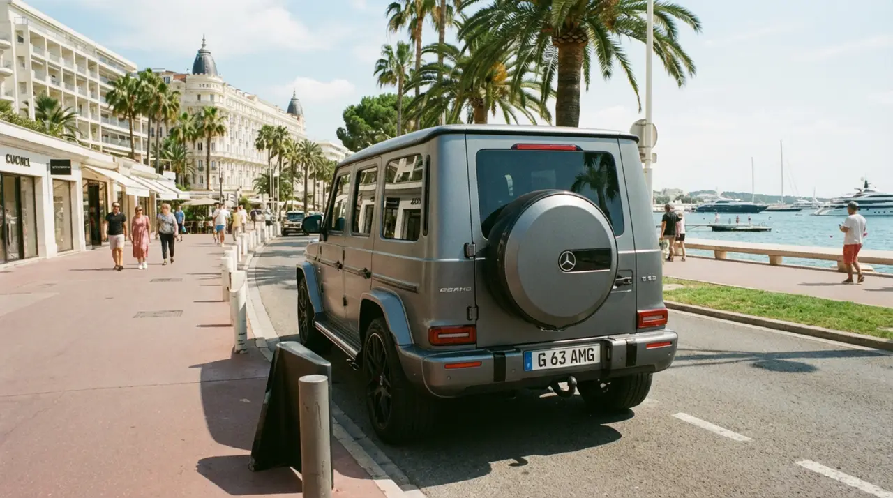 Mercedes Benz G63 2023, front view — Cannes Lux Car Rental, Cannes. Mercedes Benz G63 in Cannes Mercedes Benz G63 rental in Cannes provides access to a 2023…