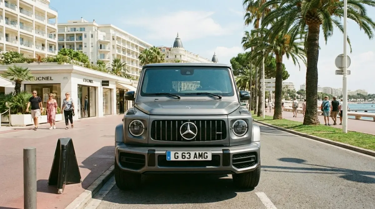Mercedes Benz G63 2023, rear view — Cannes Lux Car Rental, Cannes. Mercedes Benz G63 in Cannes Mercedes Benz G63 rental in Cannes provides access to a 2023…