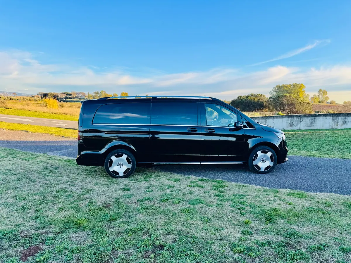 Mercedes Benz V300 4x4 XL Exclusive 7 seats 2025, front view — Cannes Lux Car Rental, Cannes. Mercedes Benz V300 4x4 XL Exclusive 7 seats in Cannes Mercedes Benz V300 4x4 XL Exclusive…