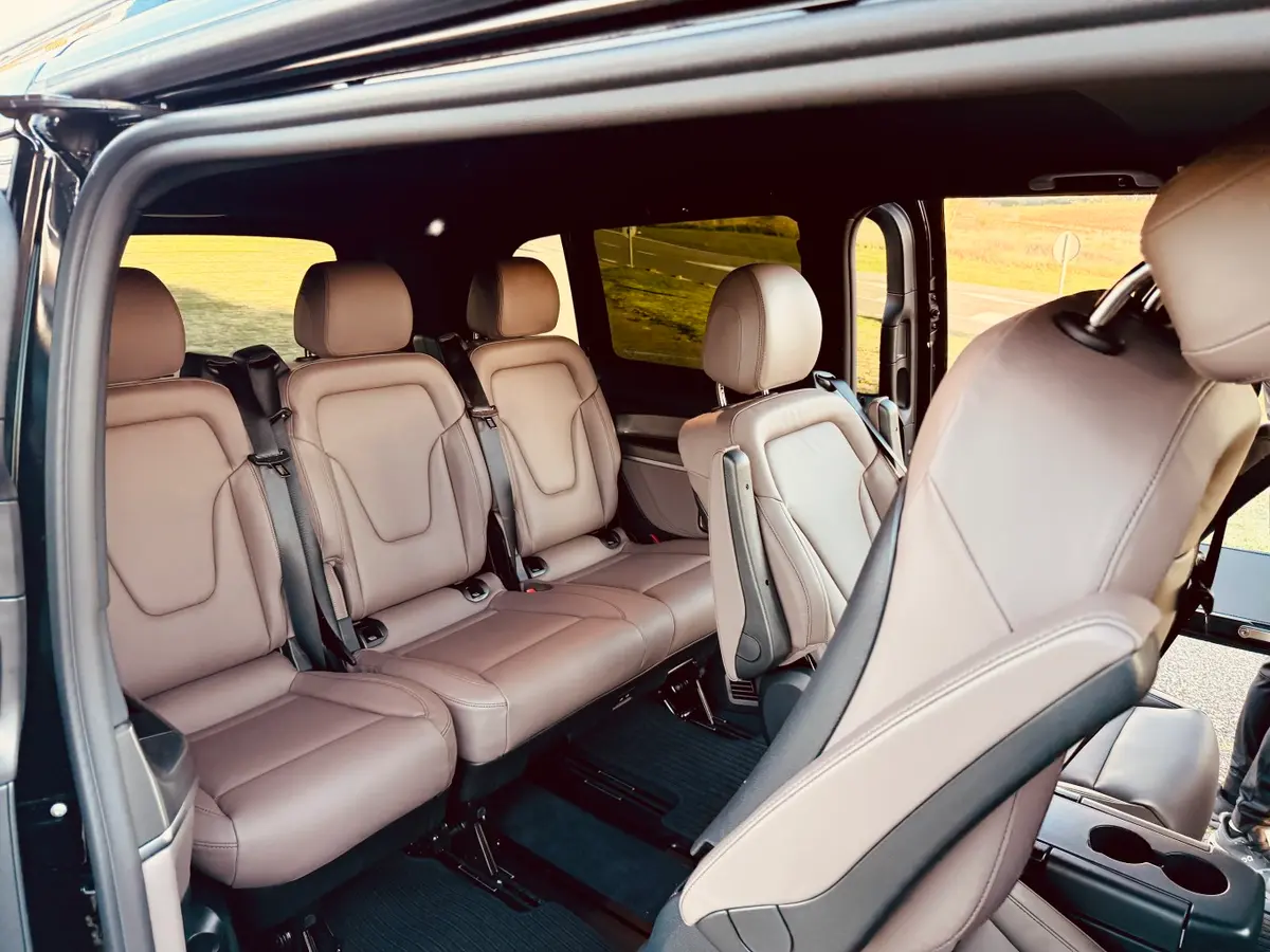 Mercedes Benz V300 4x4 XL Exclusive 7 seats 2025, interior — Cannes Lux Car Rental, Cannes. Mercedes Benz V300 4x4 XL Exclusive 7 seats in Cannes Mercedes Benz V300 4x4 XL Exclusive…