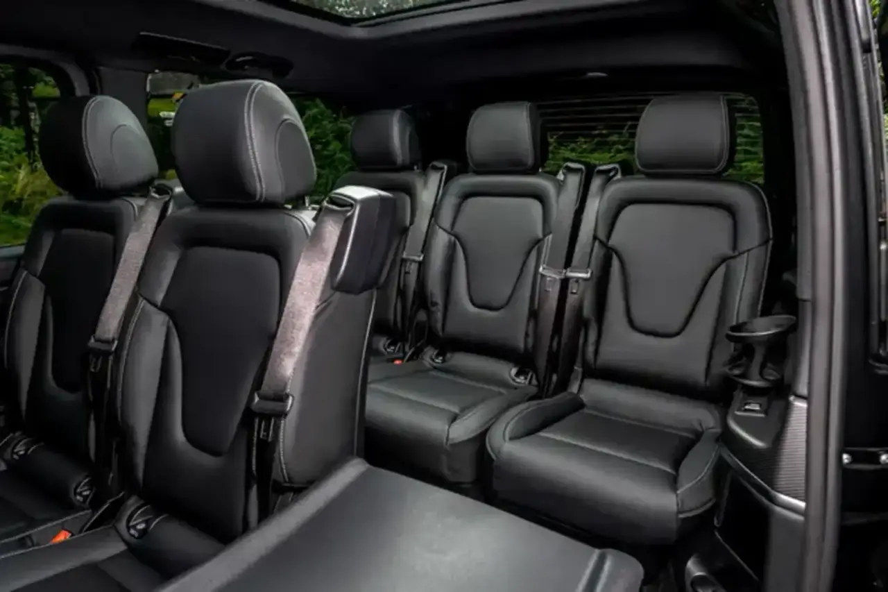 Mercedes Benz V300 8 seats 2025, exterior — Cannes Lux Car Rental, Cannes. Mercedes Benz V300 8 seats in Cannes Mercedes Benz V300 8 seats hire in Cannes provides a…