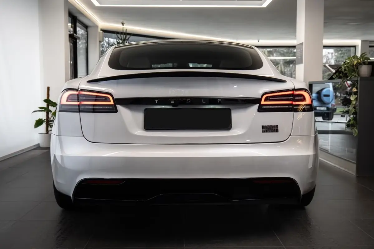 Tesla Model S Plaid 2025, interior — Cannes Lux Car Rental, Cannes. Silent instant power for the Monaco business run
